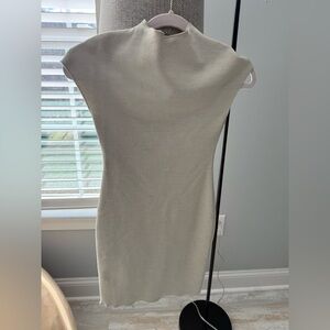 Zara Sleeveless Knit Bodycon Dress in Light Taupe size S